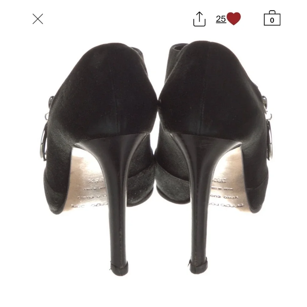 Sergio Rossi Black Suede‎ Zip Ankle Pumps Size 8.5 (IT 38.5)